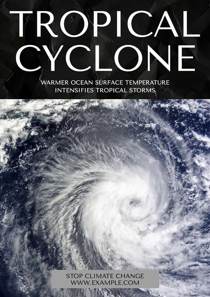 Tropical cyclone poster template, editable text and design