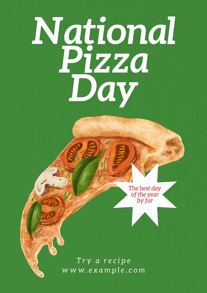 Pizza day poster template, editable text and design