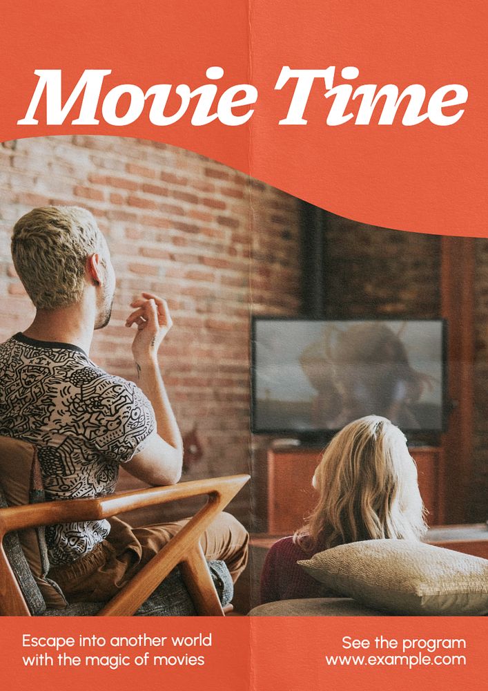 Movie time poster template, editable text and design