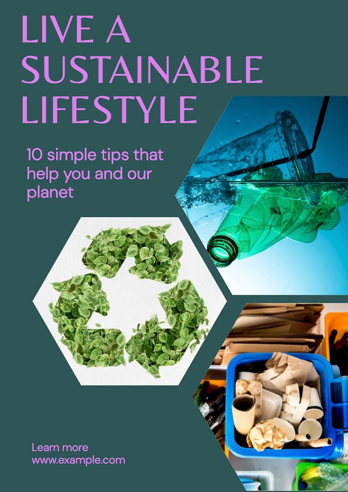 Sustainable lifestyle poster template, editable text and design