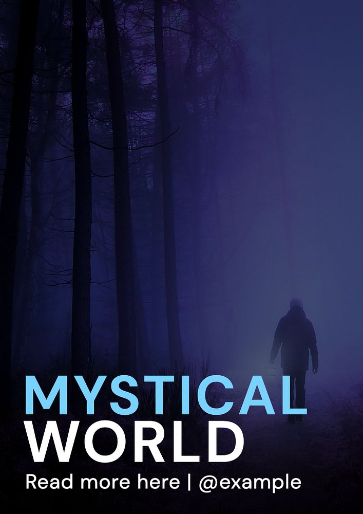 Mystical world poster template, editable text and design