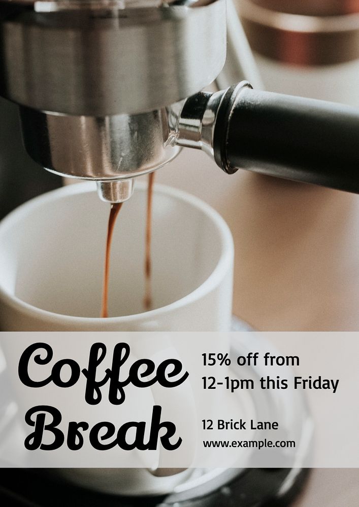 Coffee break promotion poster template, editable text and design