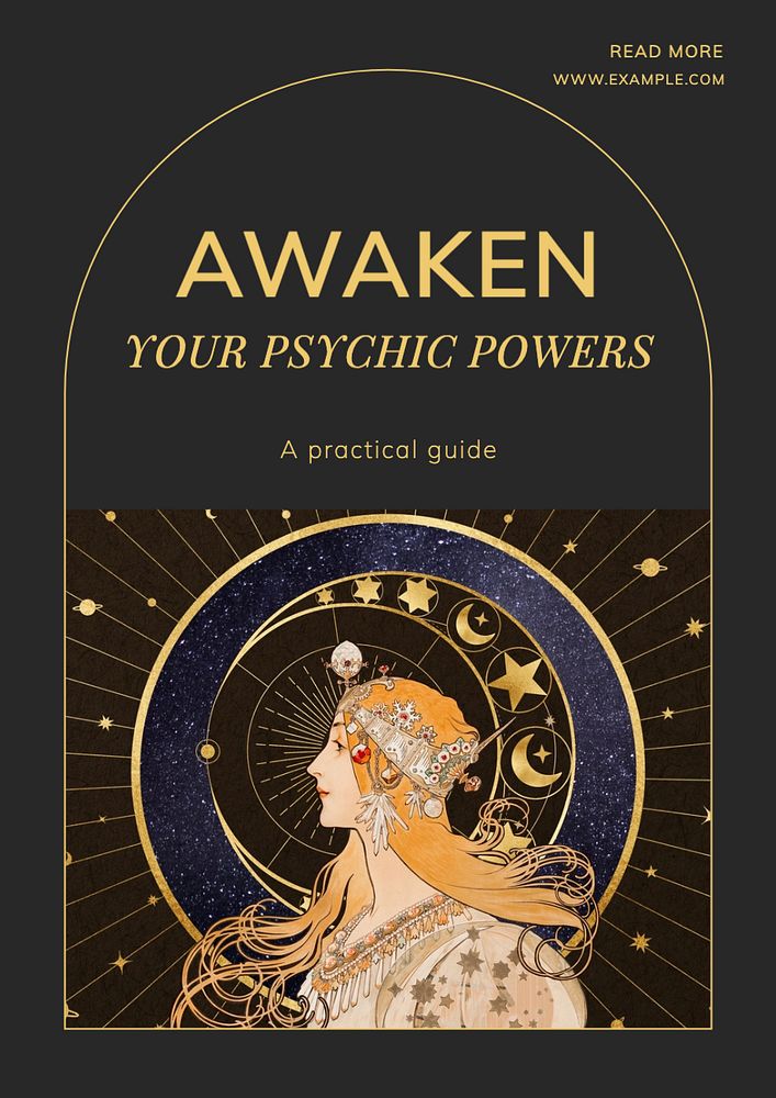 Psychic powers poster template, editable text and design