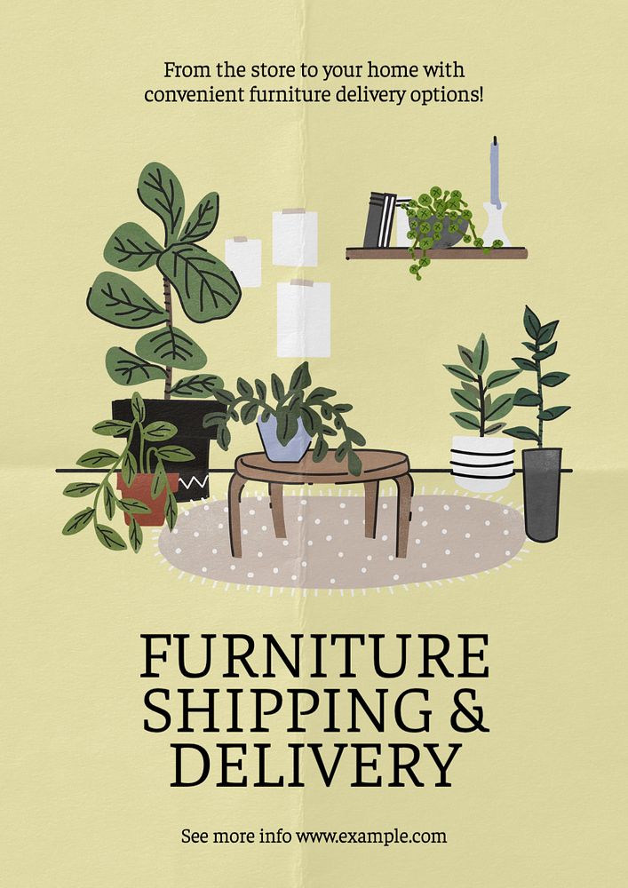 Furniture shipping poster template, editable text and design