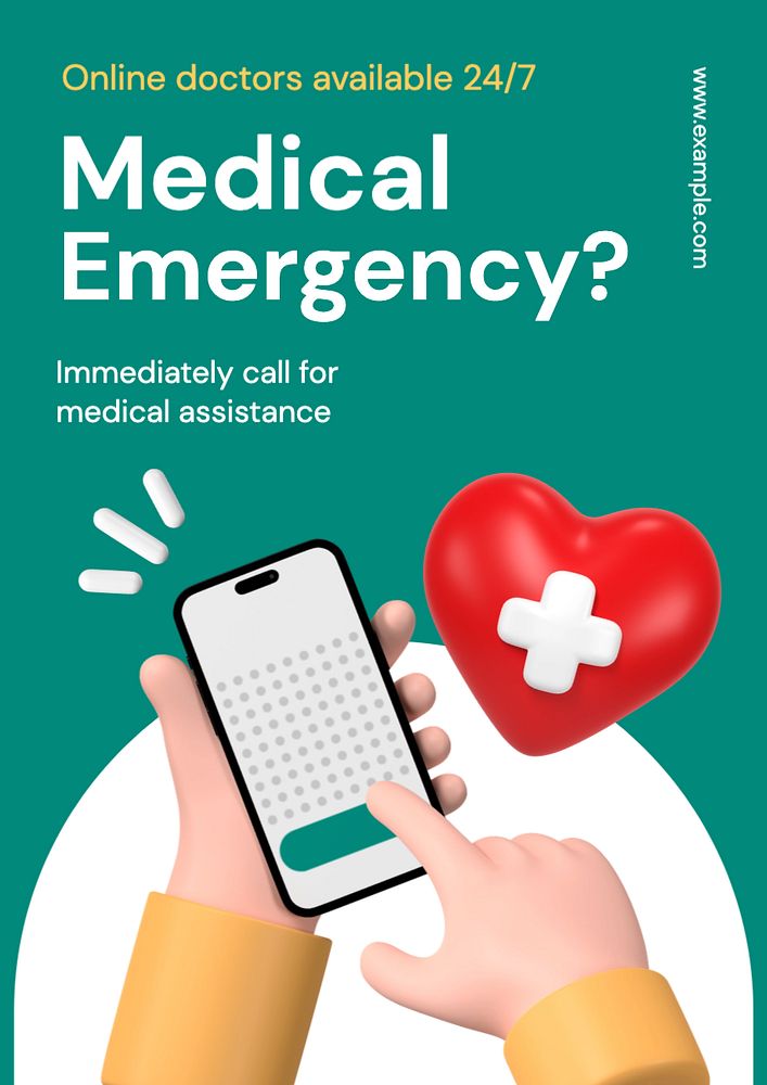 Medical emergency poster template, editable text and design