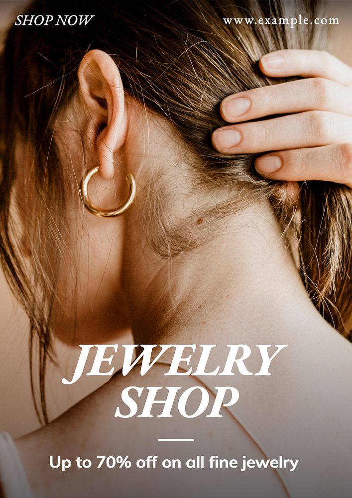 Jewelry shop poster template, editable text and design