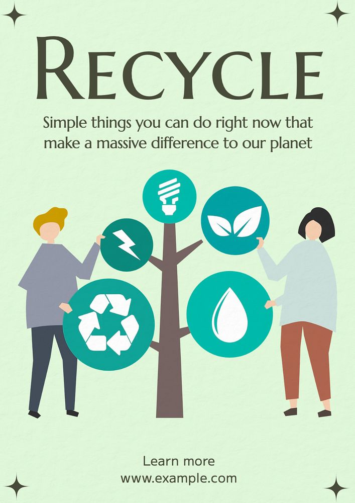 Recycling poster template, editable text and design