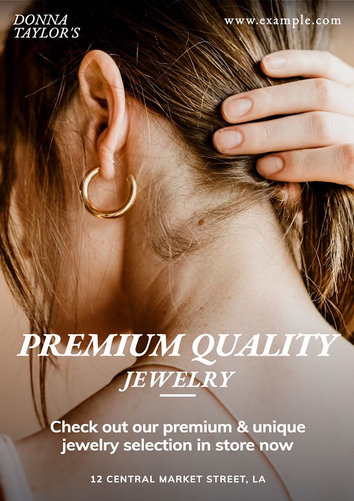 Premium jewelry poster template, editable text and design