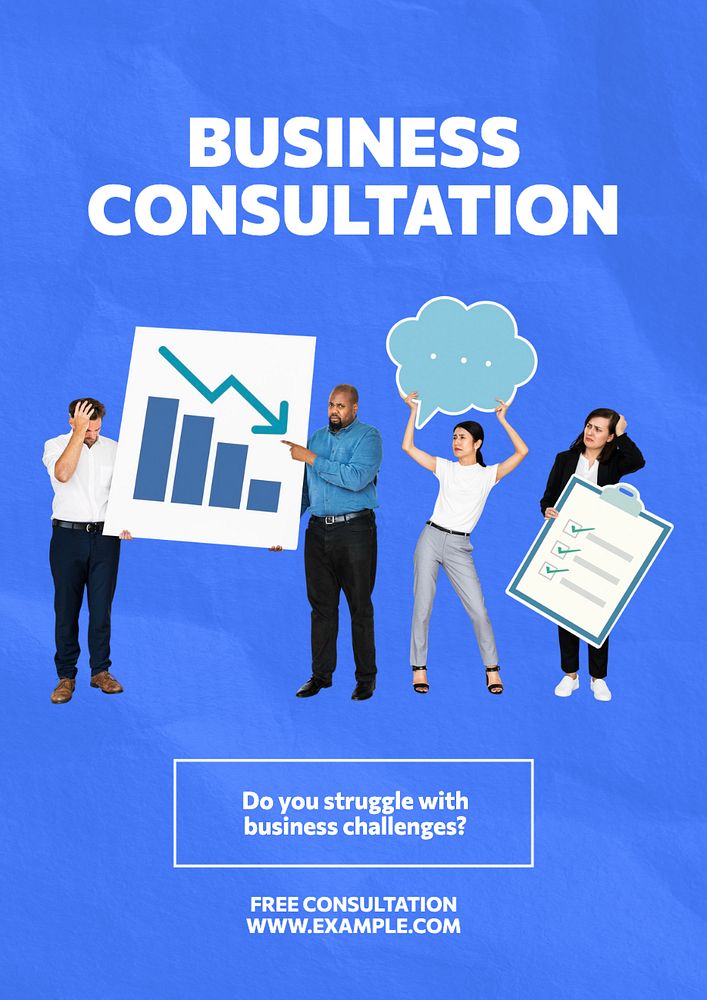 Business consultation poster template, editable text and design