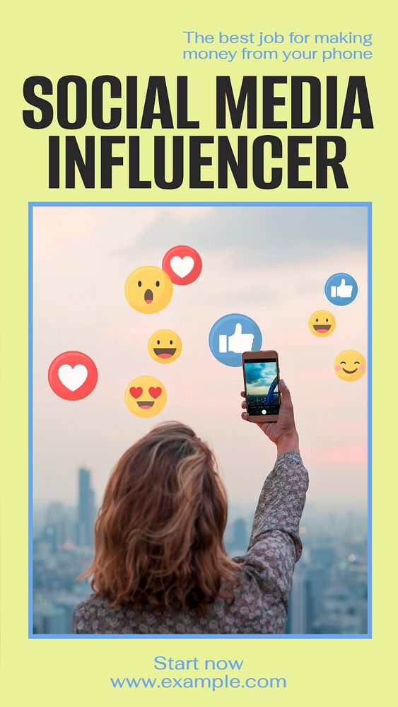 Social media influencer Instagram story template, editable text