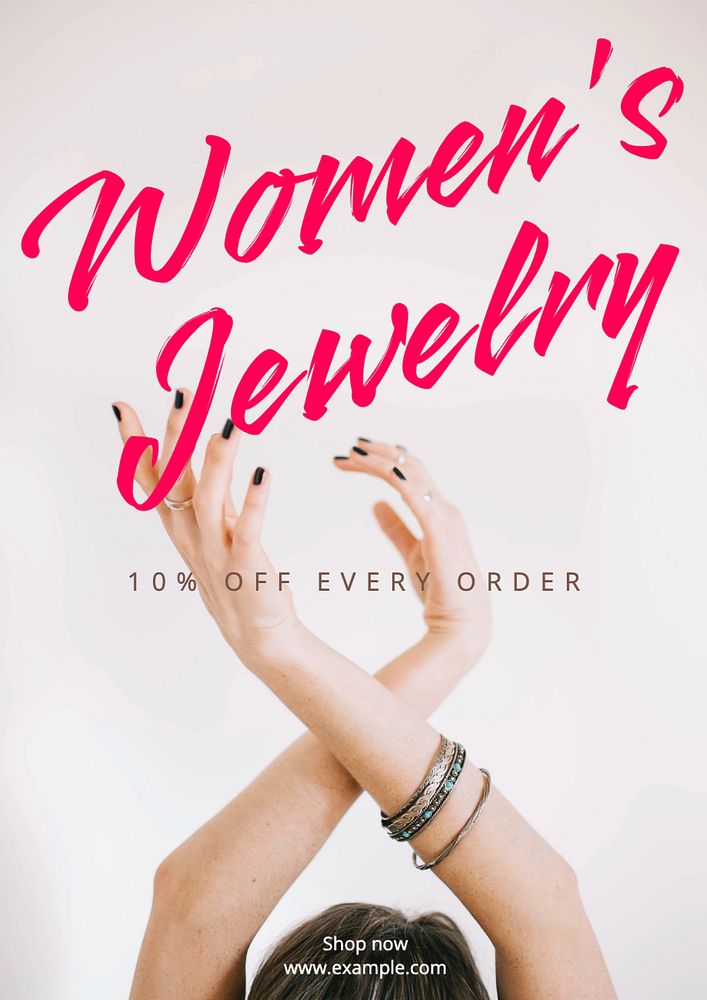 Women's jewelry poster template, editable text and design