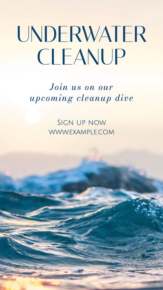 Underwater cleanup Instagram story template, editable text