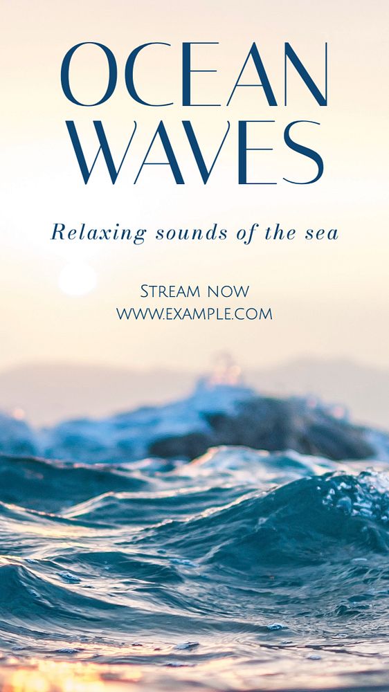 Ocean waves Instagram story template, editable text