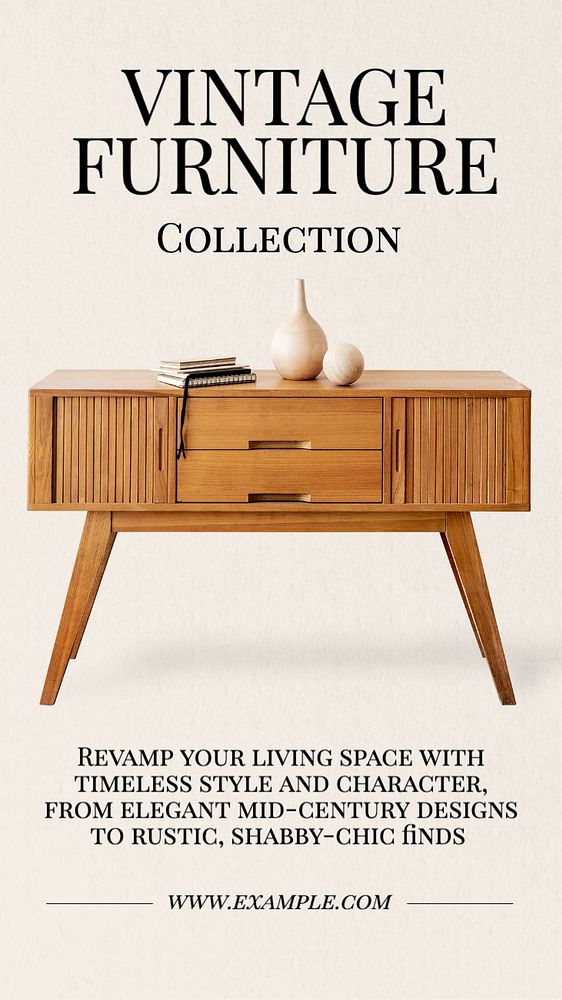 Vintage furniture collection Instagram story template, editable text