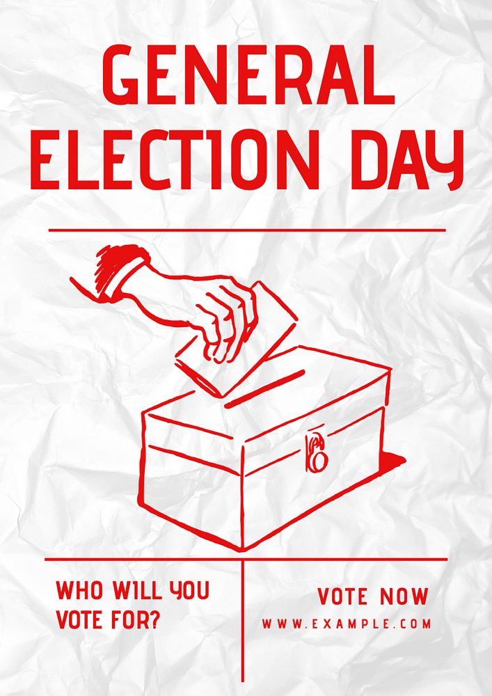 General election day poster template, editable text and design