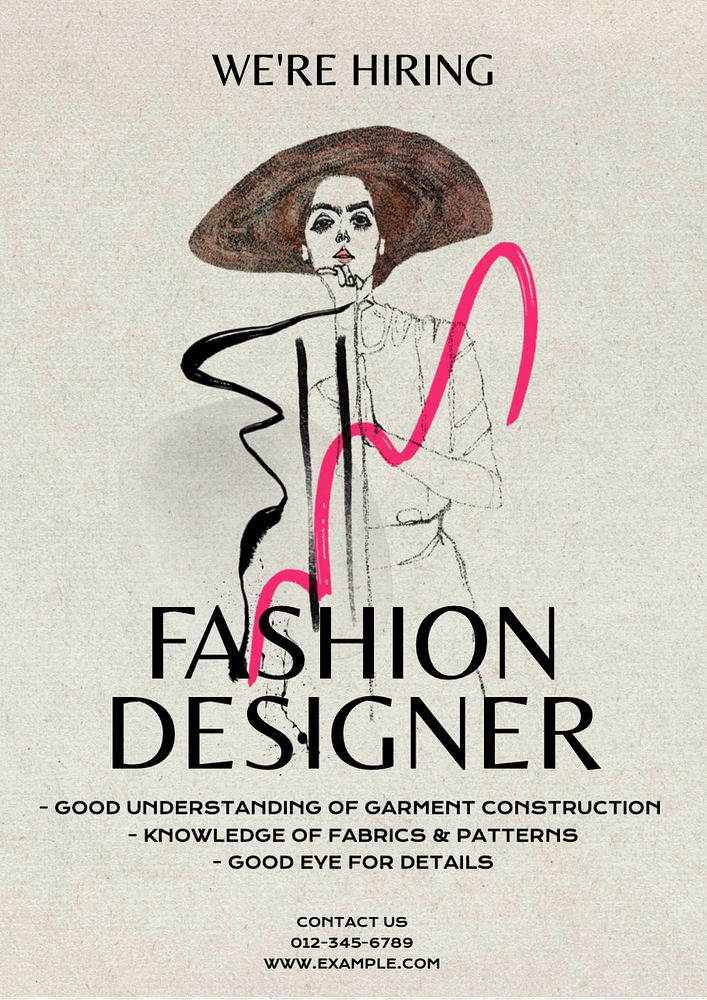 Fashion designer poster template, editable text and design