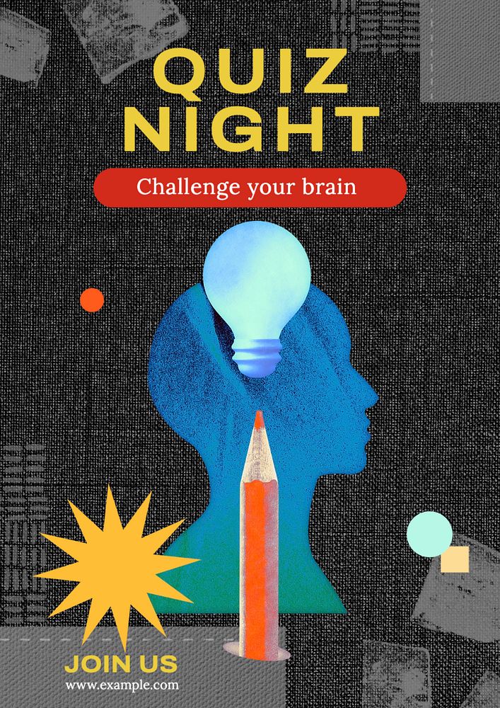 Quiz night poster template, editable text and design