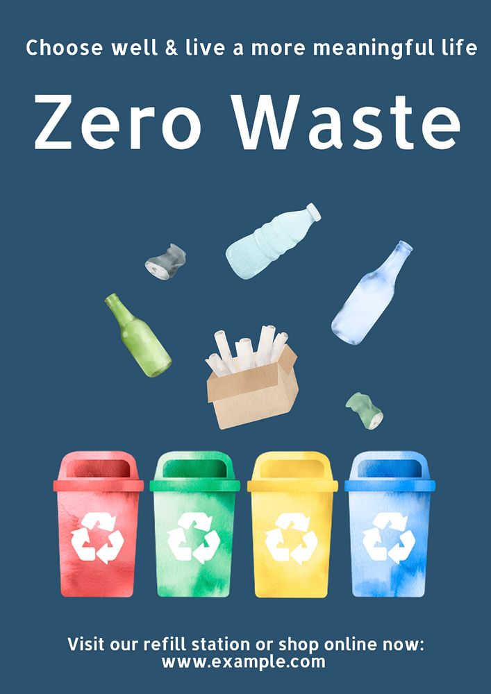 Zero waste poster template, editable text and design