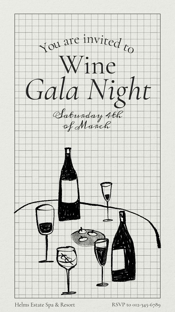 Wine gala night Instagram story template, editable text