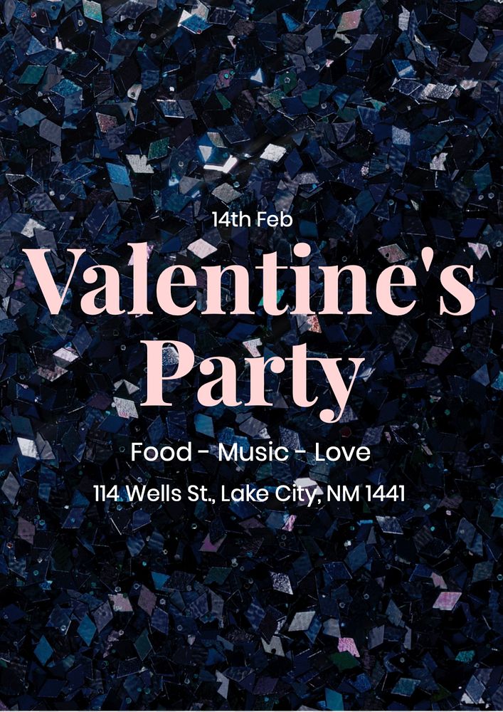 Valentine's party poster template, editable text and design