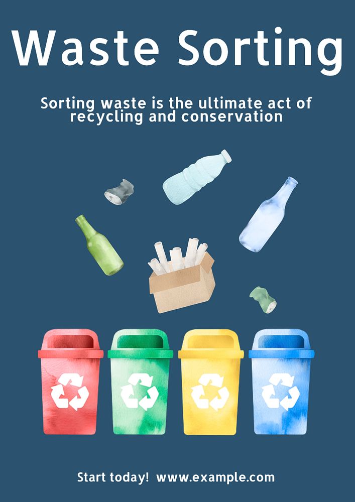 Waste sorting poster template, editable text and design