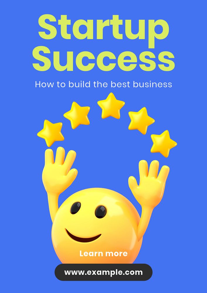 Startup success poster template, editable text and design