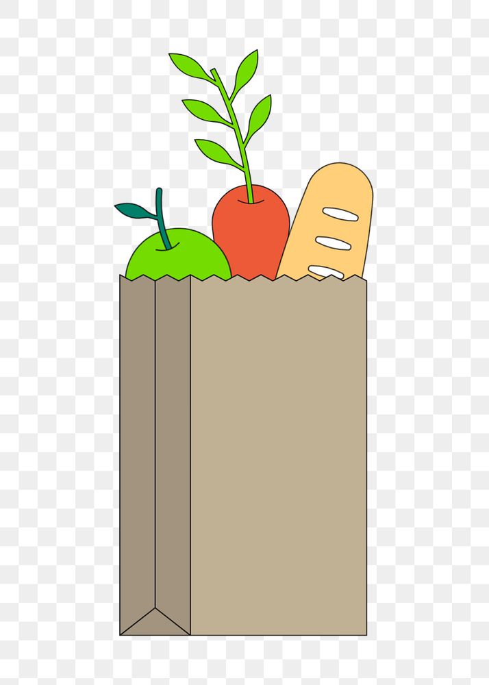 Grocery bag with vegetables, food illustration, editable design