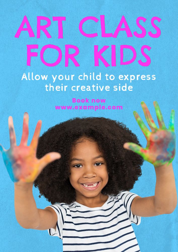 Kid's art class poster template, editable text and design