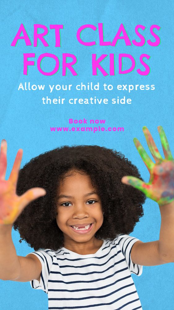 Kid's art class Instagram story template, editable text