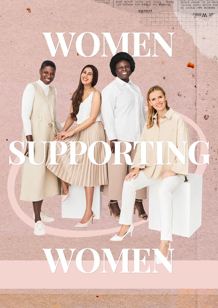 Women supporting women  poster template, editable text and design