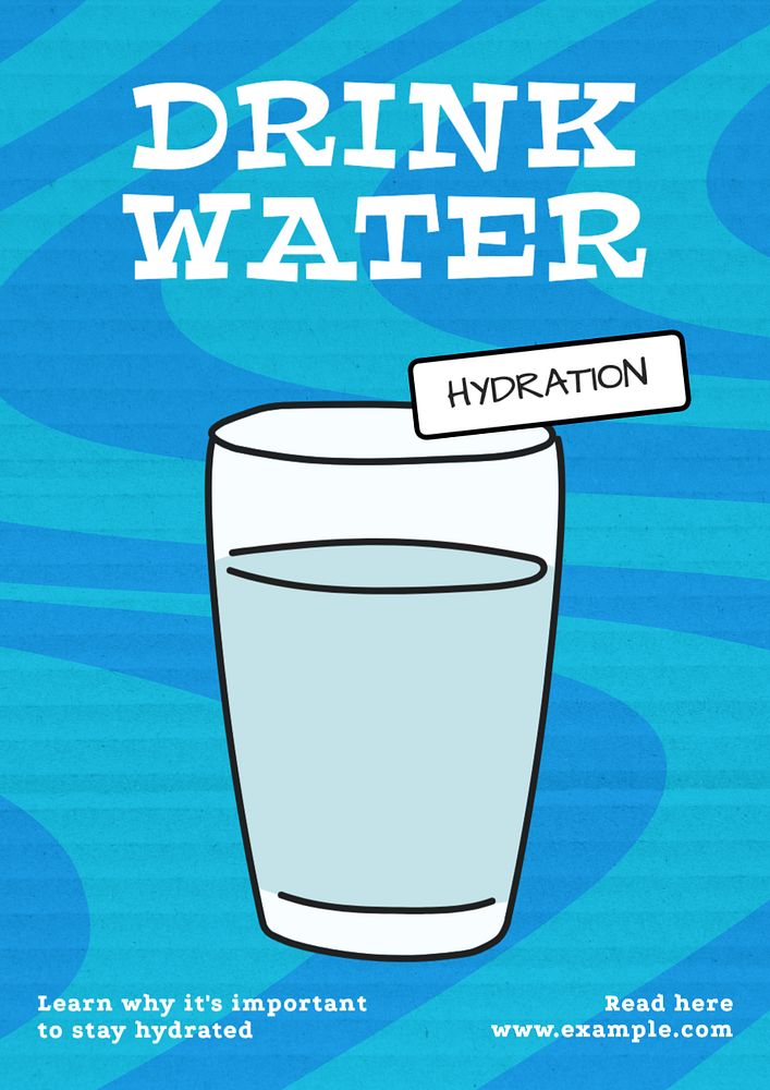 Drink water poster template, editable text and design