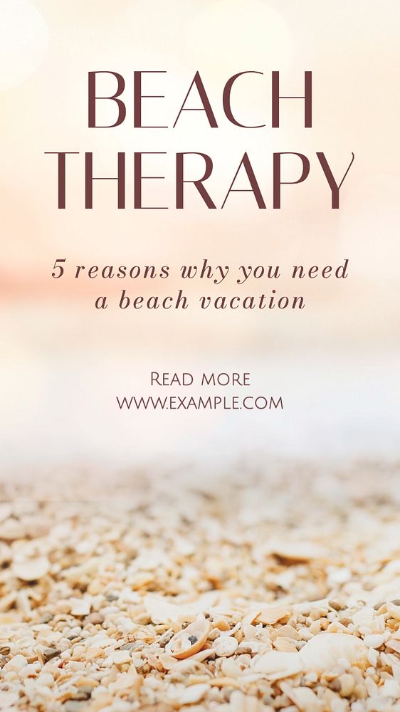 Beach therapy Instagram story template, editable text