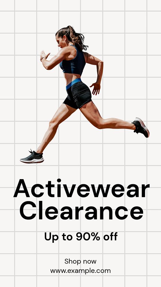 Activewear clearance sale  Instagram story template, editable text