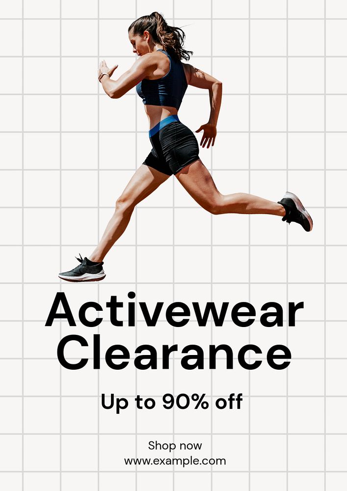 Activewear clearance sale  poster template, editable text and design