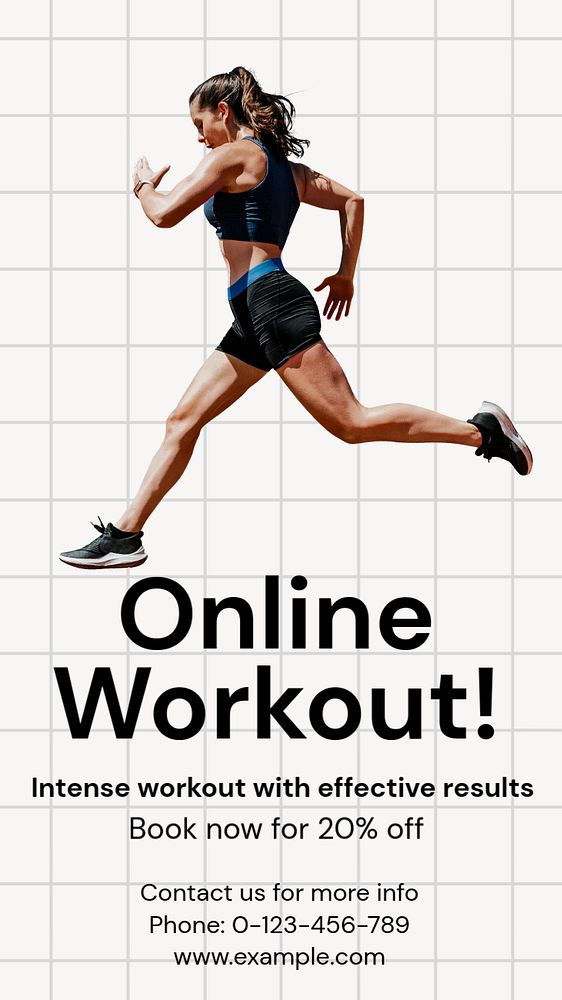 Online workout  Instagram story template, editable text