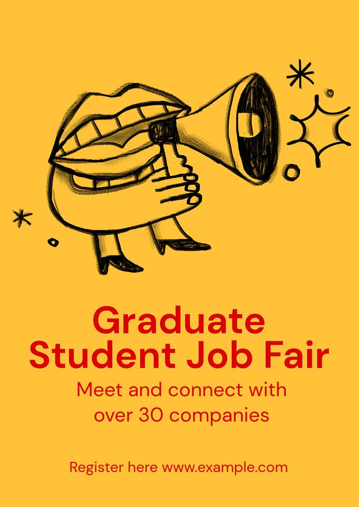 Graduate student job fair  poster template, editable text and design