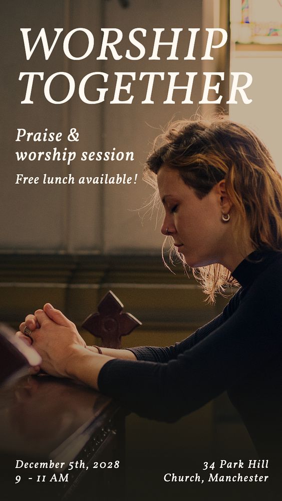 Worship session Instagram story template, editable text