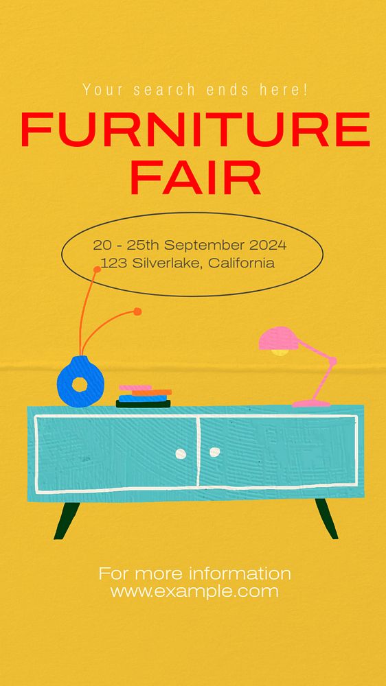 Furniture fair  Instagram story template, editable text