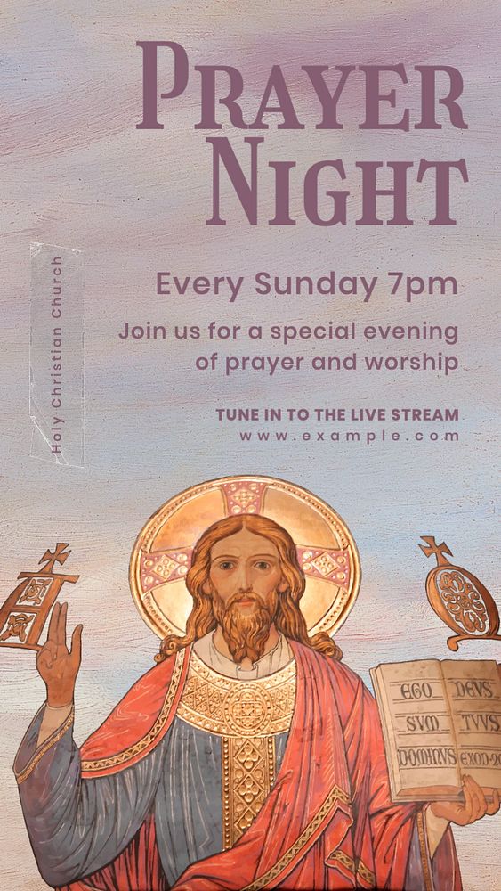 Prayer night Instagram story template, editable text