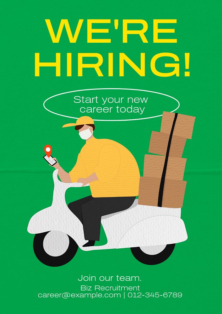 We're hiring  poster template, editable text and design