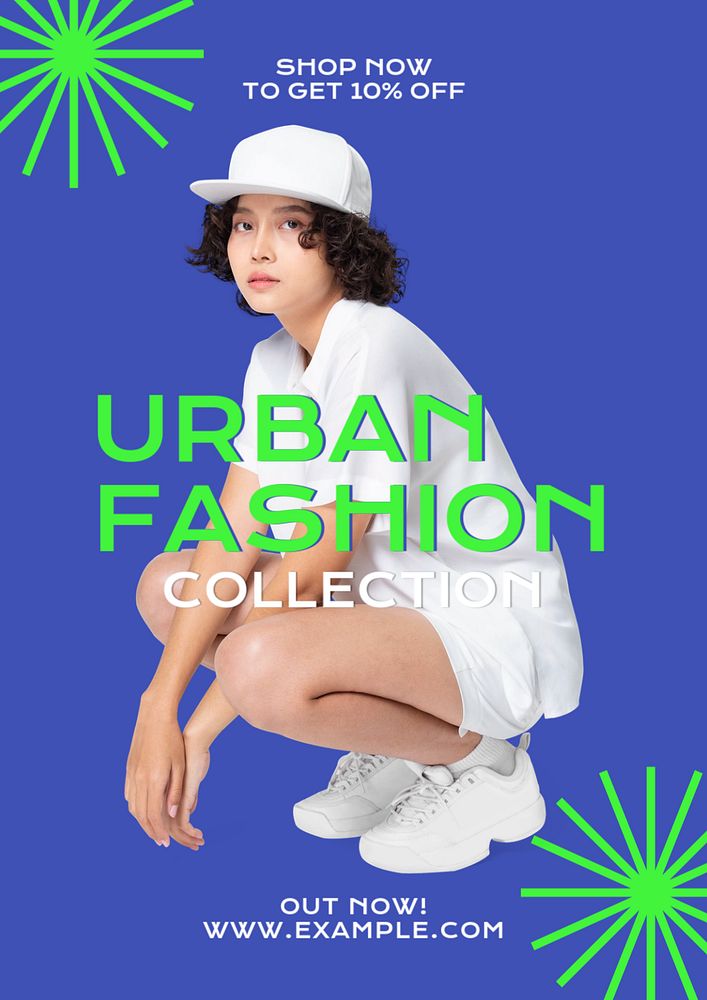 Urban fashion collection  poster template, editable text and design