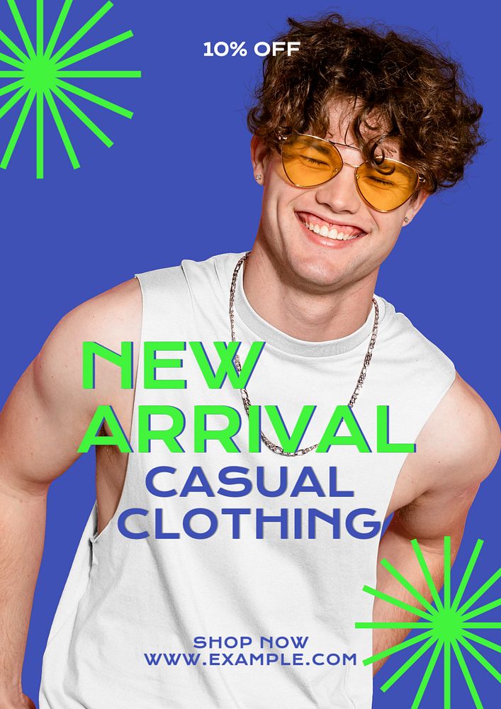 Casual clothing  poster template, editable text and design