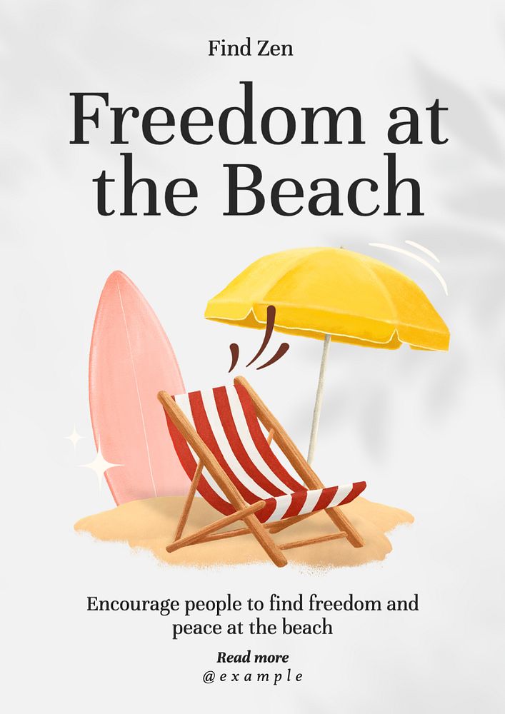 Beach poster template, editable text and design