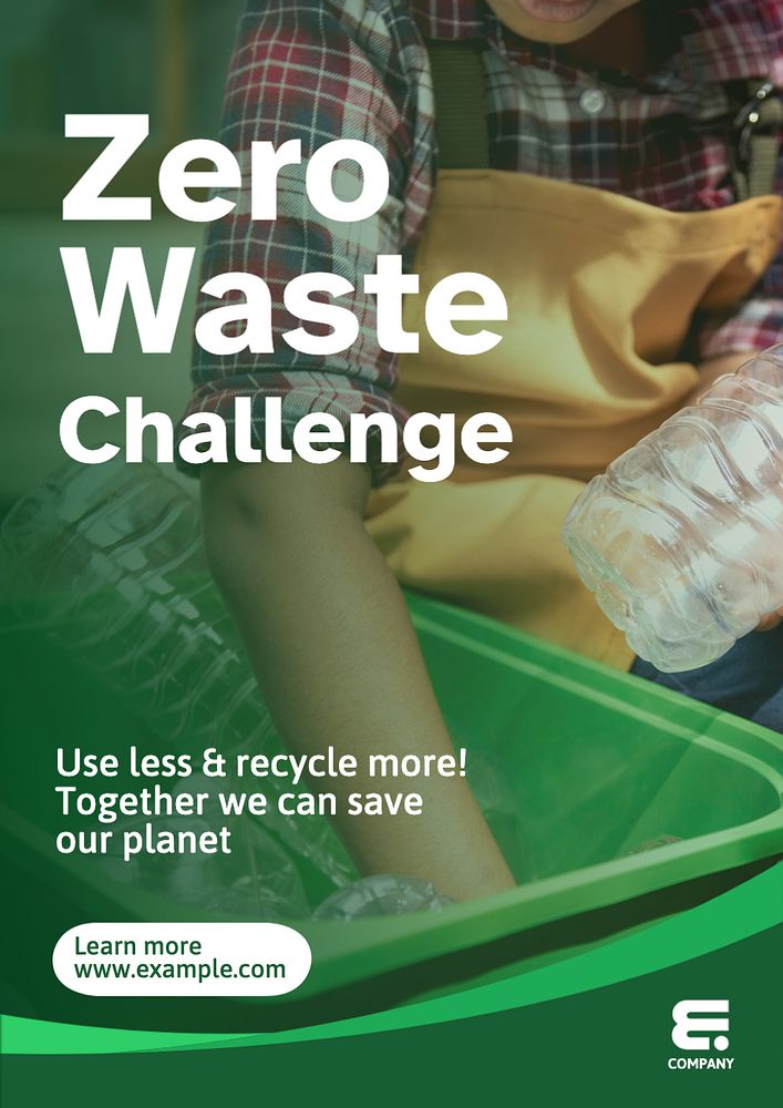 Zero waste challenge poster template, editable text and design