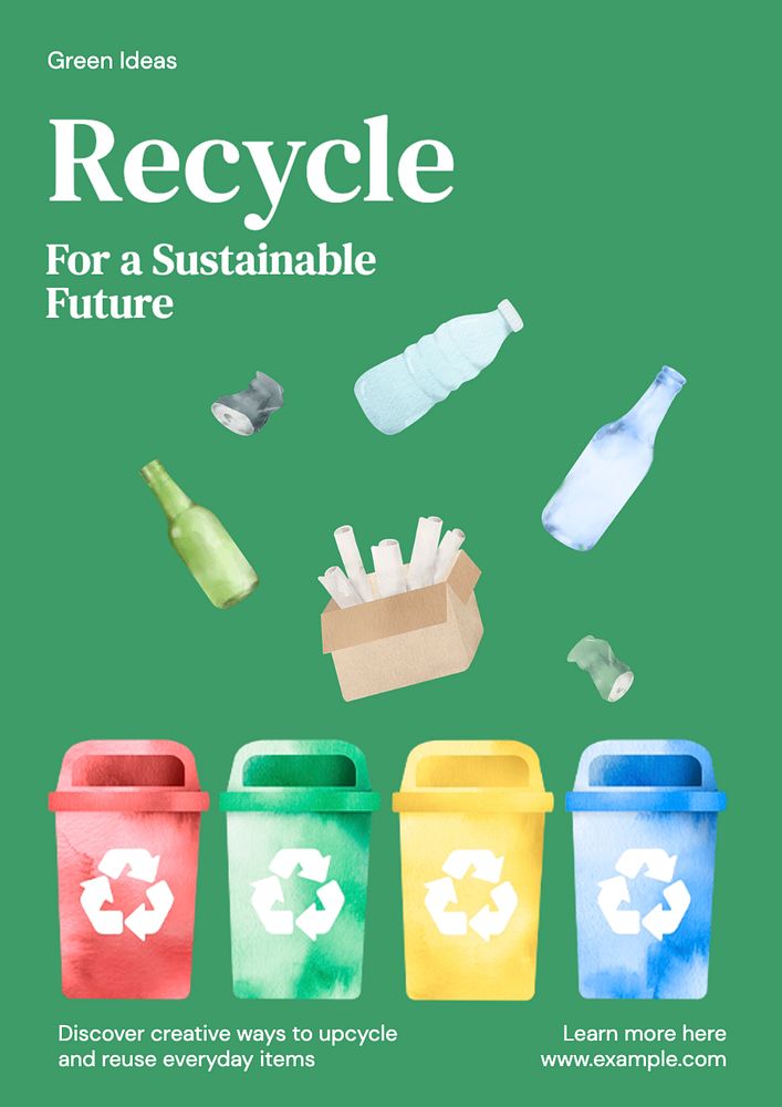 Recycling poster template, editable text and design