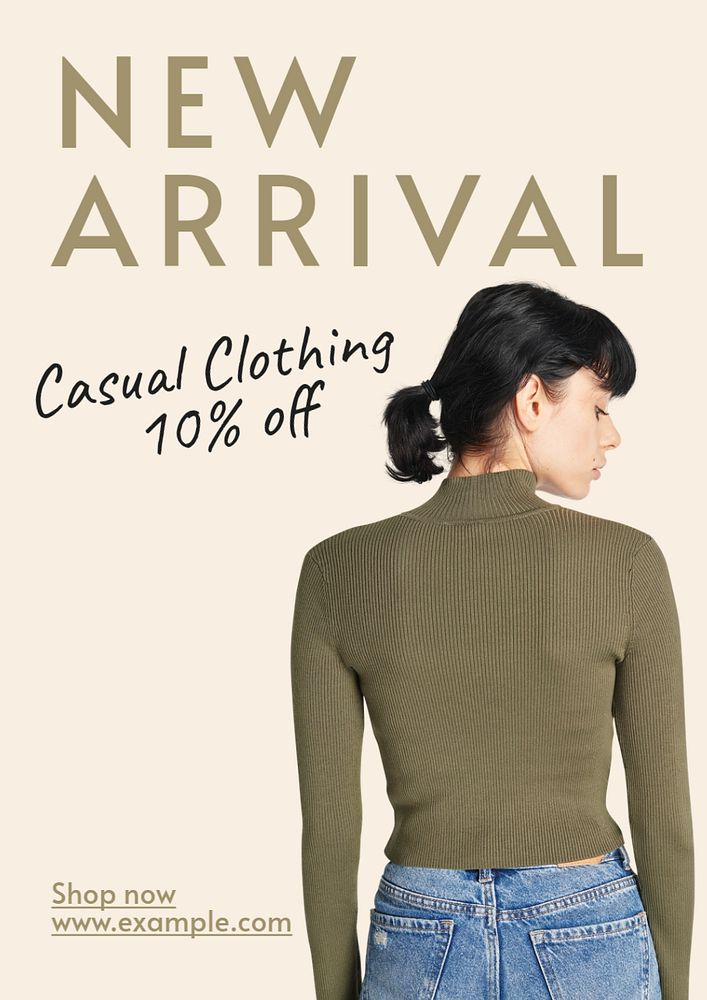 Casual clothing  poster template, editable text and design