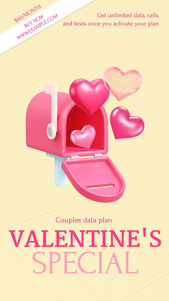 Valentine's special  Instagram story template, editable text