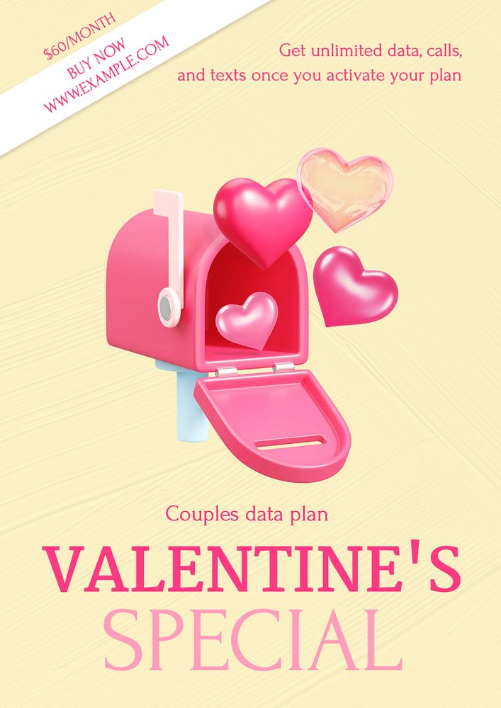 Valentine's special  poster template, editable text and design