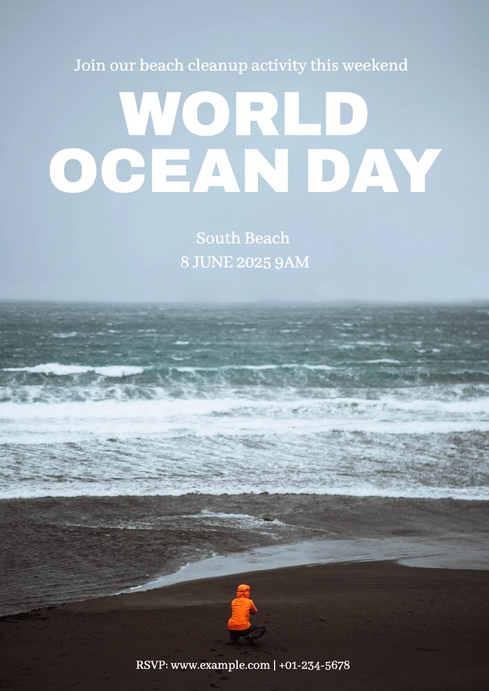 World ocean day poster template, editable text and design