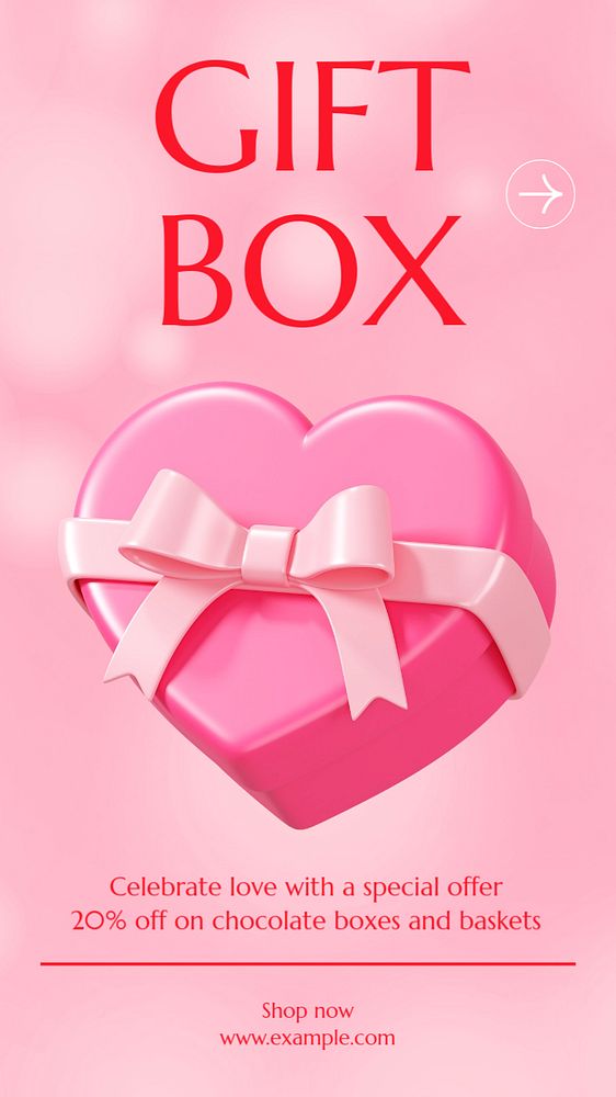 Gift box  Instagram story template, editable text